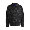 Hugo Boss Relaxed-fit Denim Jacket With Happy Hugo Print In Black