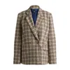 Hugo Boss Boss Janka Double Breasted Plaid Blazer In Multi