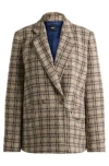 Hugo Boss Boss Janka Double Breasted Plaid Blazer In Patterned