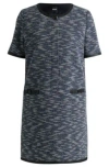 Hugo Boss Relaxed-fit Dress In Tweed In Patterned