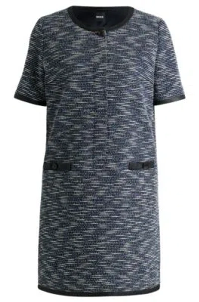 Hugo Boss Relaxed-fit Dress In Tweed In Patterned