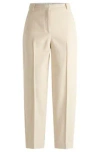 Hugo Boss Relaxed-fit High-waisted Trousers In Velvet Corduroy In White