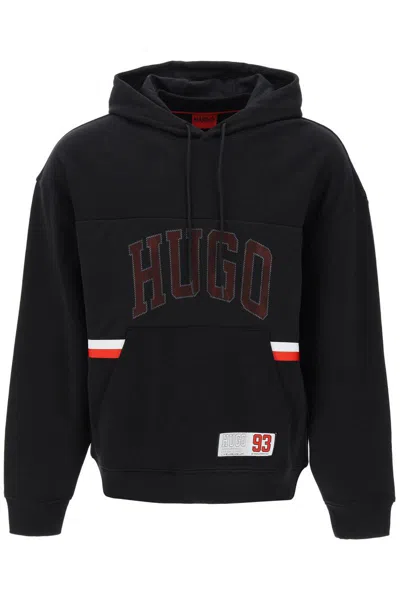 Hugo Boss Relaxed Fit Hoodie Sweatshirt With In Nero