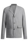 Hugo Boss Relaxed-fit Jacket In Bonded Stretch Fabric In Grey