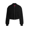 Hugo Boss Womens Hugo Waffle-texture Cropped Cotton-blend Jacket In Black