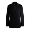 Hugo Boss Relaxed-fit Jacket In Crease-resistant Stretch Jersey In Black