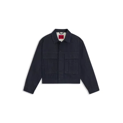 Hugo Boss Relaxed-fit Jacket In Dark-blue Japanese Denim