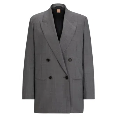 Hugo Boss Relaxed-fit Jacket In Heavyweight Sharkskin Italian Wool In Patterned