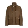 Hugo Boss Relaxed-fit Jacket In Lamb Leather With Inside Pockets In Brown