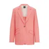 Hugo Boss Relaxed-fit Jacket In Linen-blend Twill In Purple