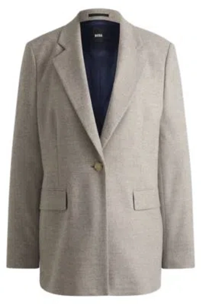 Hugo Boss Relaxed-fit Jacket In Stretch Cloth In Light Grey