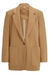 Hugo Boss Relaxed-fit Jacket In Stretch Jersey With Half Lining In Beige