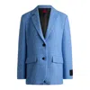 Hugo Boss Relaxed-fit Jacket In Textured Bouclé In Blue