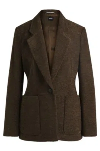 Hugo Boss Relaxed-fit Jacket In Velvet Corduroy In Light Green