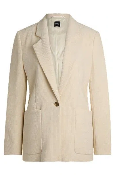 Hugo Boss Relaxed-fit Jacket In Velvet Corduroy In White