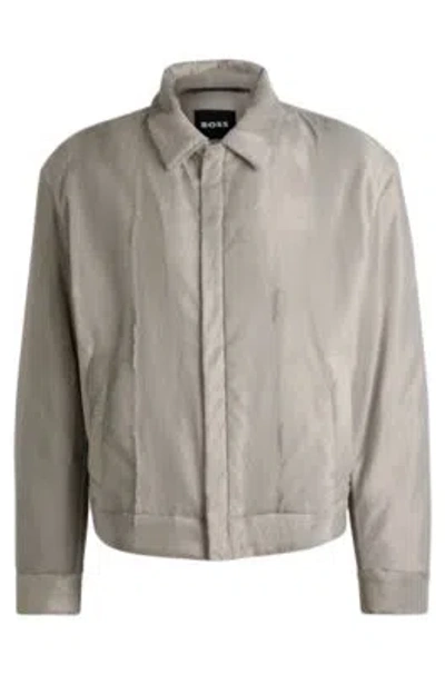 Hugo Boss Relaxed-fit Jacket In Velvet In Light Grey