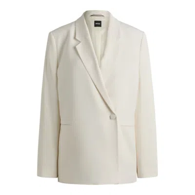 Hugo Boss Relaxed-fit Jacket With Feature Button In White