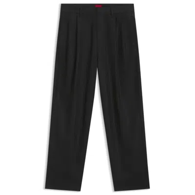Hugo Boss Relaxed-fit Jeans In Black Waxed Denim