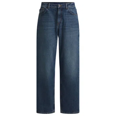 Hugo Boss Relaxed-fit Jeans In Blue Cotton Denim