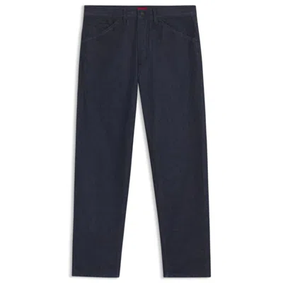 Hugo Boss Relaxed-fit Jeans In Dark-blue Japanese Denim