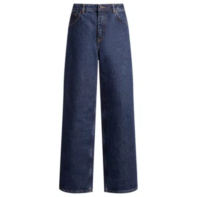 Hugo Boss Relaxed-fit Jeans In Rinse-washed Blue Denim