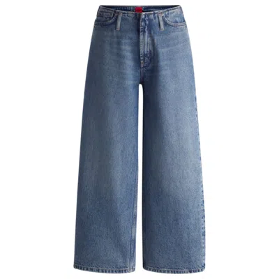 Hugo Boss Relaxed-fit Jeans With Cropped Length In Blue