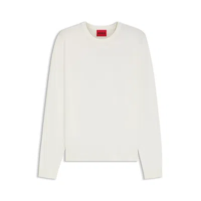 Hugo Boss Relaxed-fit Knitted Sweater With V Neckline In White