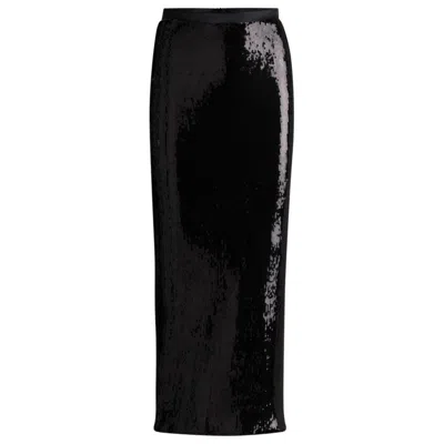 HUGO BOSS RELAXED-FIT MAXI SKIRT WITH SEQUIN EMBELLISHMENTS
