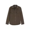 Hugo Boss Relaxed-fit Overshirt In Mercerized Stretch Cotton In Brown