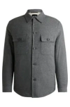 Hugo Boss Boss Brushed Flannel Overshirt With Quilted Interior In Silver