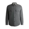 Hugo Boss Boss Brushed Flannel Overshirt With Quilted Interior In Silver