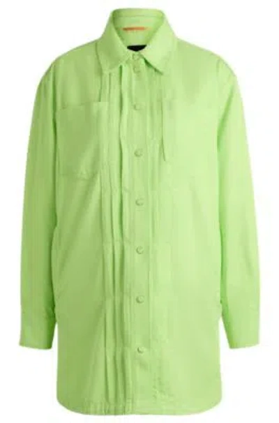 Hugo Boss Relaxed-fit Overshirt In Soft Twill In Green