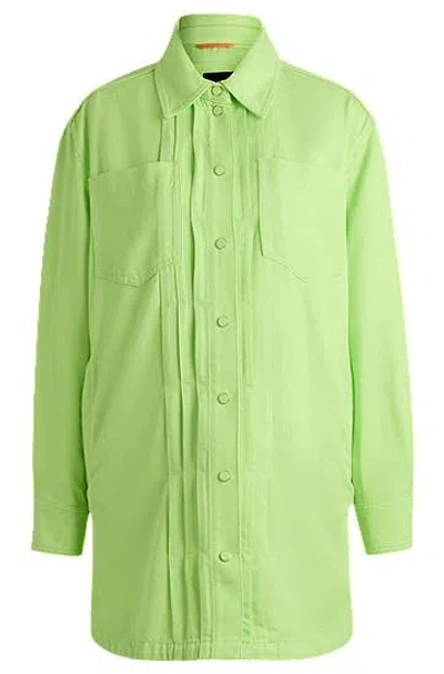 Hugo Boss Relaxed-fit Overshirt In Soft Twill In Green