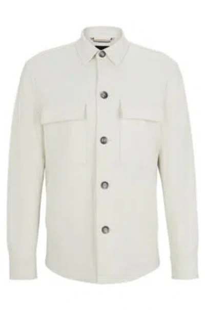 Hugo Boss Relaxed-fit Overshirt In Stretch Jersey In White