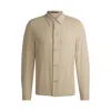 Hugo Boss Relaxed-fit Overshirt In Stretch Seersucker In Beige