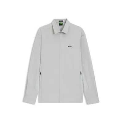 Hugo Boss Relaxed-fit Overshirt In Water-repellent Fabric In Gray