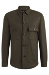 Hugo Boss Relaxed-fit Overshirt In Wool In Light Green