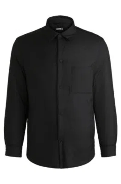 Hugo Boss Relaxed-fit Padded Overshirt In Water-repellent Fabric In Black