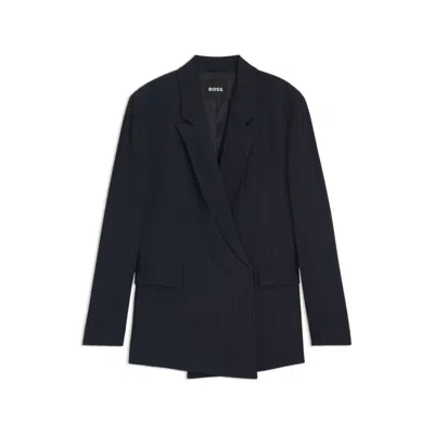 Hugo Boss Relaxed-fit Pinstripe Blazer With Concealed Closure