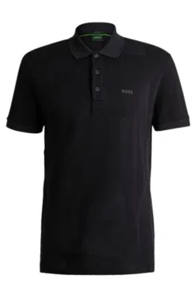 Hugo Boss Logo-embroidered Cotton Polo Shirt In Black