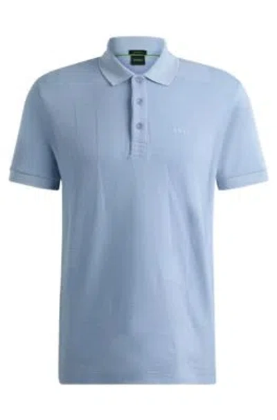 Hugo Boss Relaxed-fit Polo Shirt In Cotton Jacquard With Logo In Light Blue