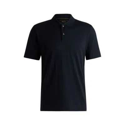 Hugo Boss Mens Dark Blue Geometric-jacquard Relaxed-fit Cotton Polo Shirt Xl