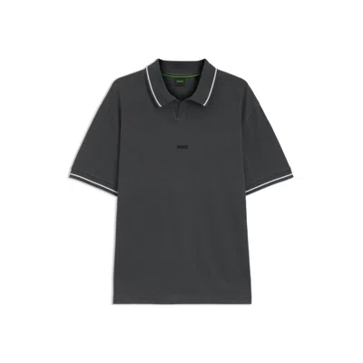 HUGO BOSS RELAXED-FIT POLO SHIRT IN COTTON WITH MESH PATTERN