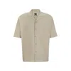 Hugo Boss Relaxed-fit Shirt In A Linen Blend In Green