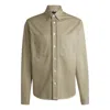 Hugo Boss Relaxed-fit Shirt In Cotton Twill In Beige