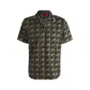 Hugo Boss Relaxed-fit Shirt In Cotton With Geometric-logo Print In Black