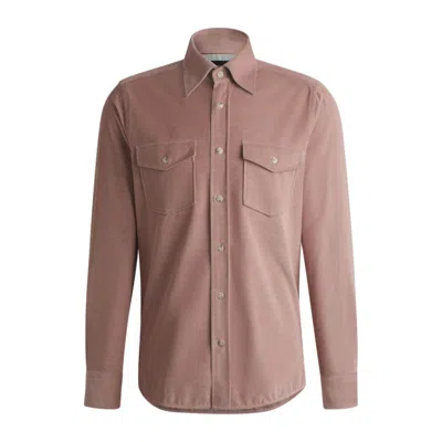 Hugo Boss Relaxed-fit Shirt In Cotton With Patch Pockets In Brown
