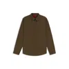 Hugo Boss Relaxed-fit Shirt In Soft Twill With Kent Collar In Brown