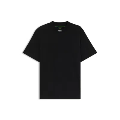 Hugo Boss Relaxed-fit Shirt In Stretch Cotton With Camp Collar In Black
