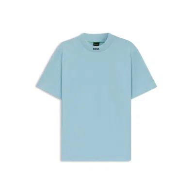 Hugo Boss Relaxed-fit Shirt In Stretch Cotton With Camp Collar In Blue